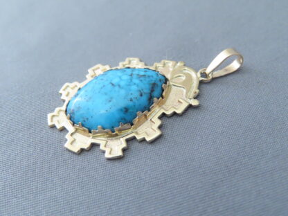 Gold Pendant with Indian Mountain Turquoise