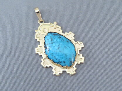 Gold Pendant with Indian Mountain Turquoise