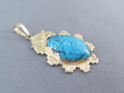 Gold Pendant with Indian Mountain Turquoise