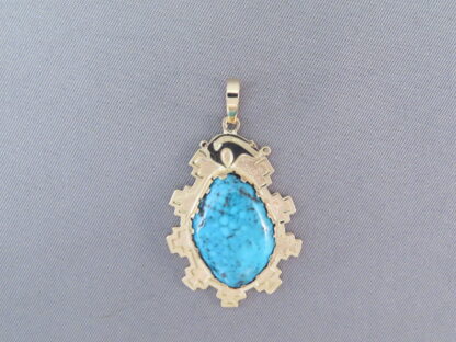 Gold Pendant with Indian Mountain Turquoise