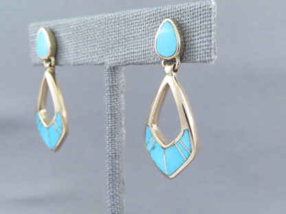 Turquoise Inlay 14kt Gold Earrings