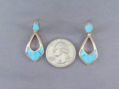 Turquoise Inlay 14kt Gold Earrings