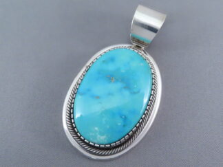 BLUE Turquoise Mountain Turquoise Pendant by Leonard Nez (Larger)