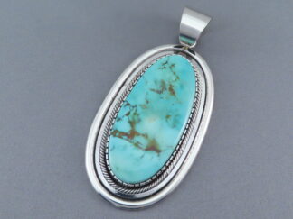 Large Turquoise Mountain Turquoise Pendant by Leonard Nez (Navajo)