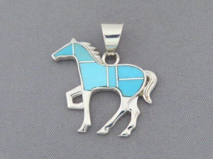 Turquoise Inlay Horse Pendant – Medium Size