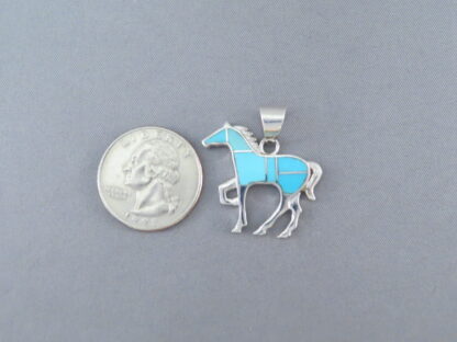 Turquoise Inlay Horse Pendant – Medium Size