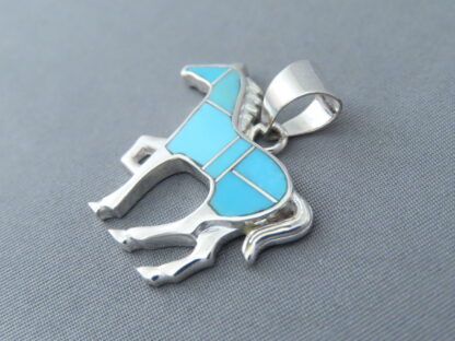 Turquoise Inlay Horse Pendant – Medium Size