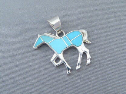 Turquoise Inlay Horse Pendant – Medium Size