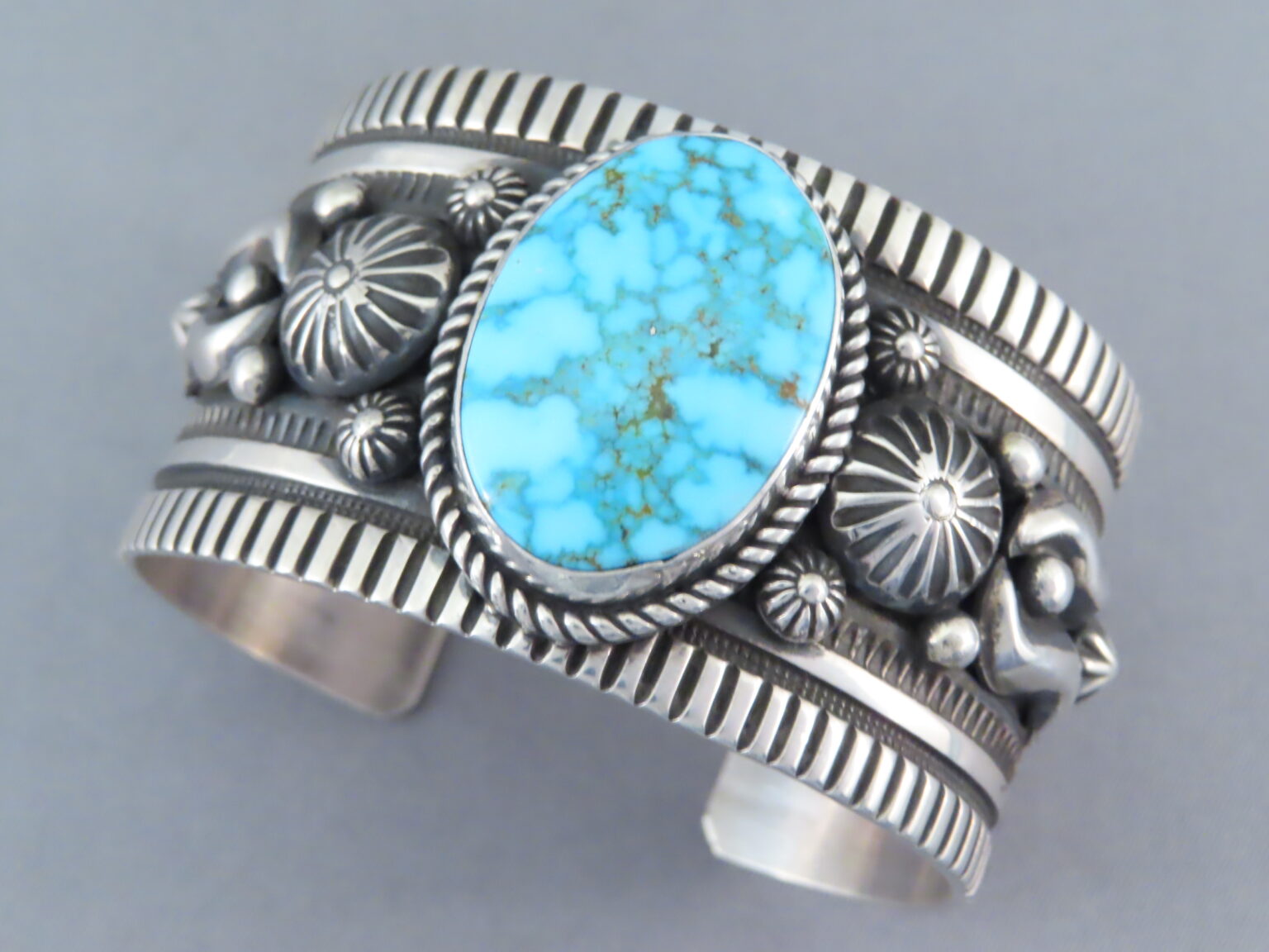 Albert Jake Kingman Turquoise Sterling Silver Bracelet - Turquoise Cuff