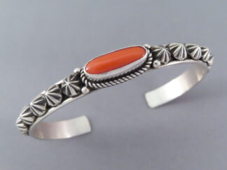 Large Coral Cuff Bracelet in Sterling Silver by Albert Jake