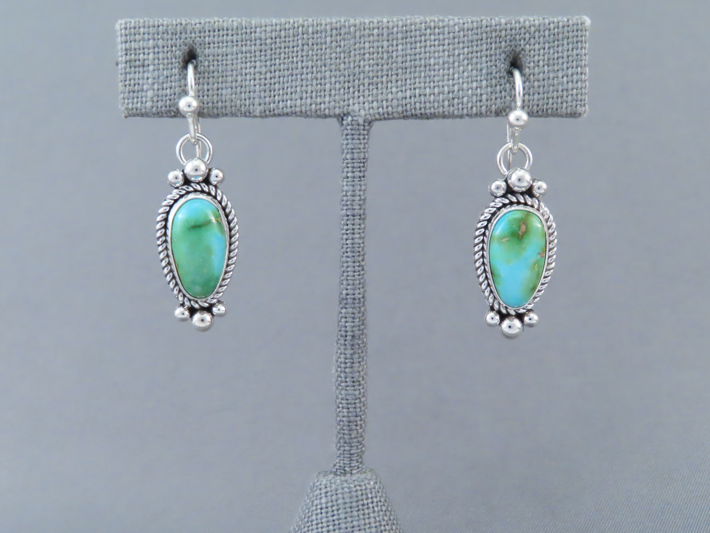 Earrings with Sonoran Turquoise by Artie Yellowhorse - Navajo Jewelry