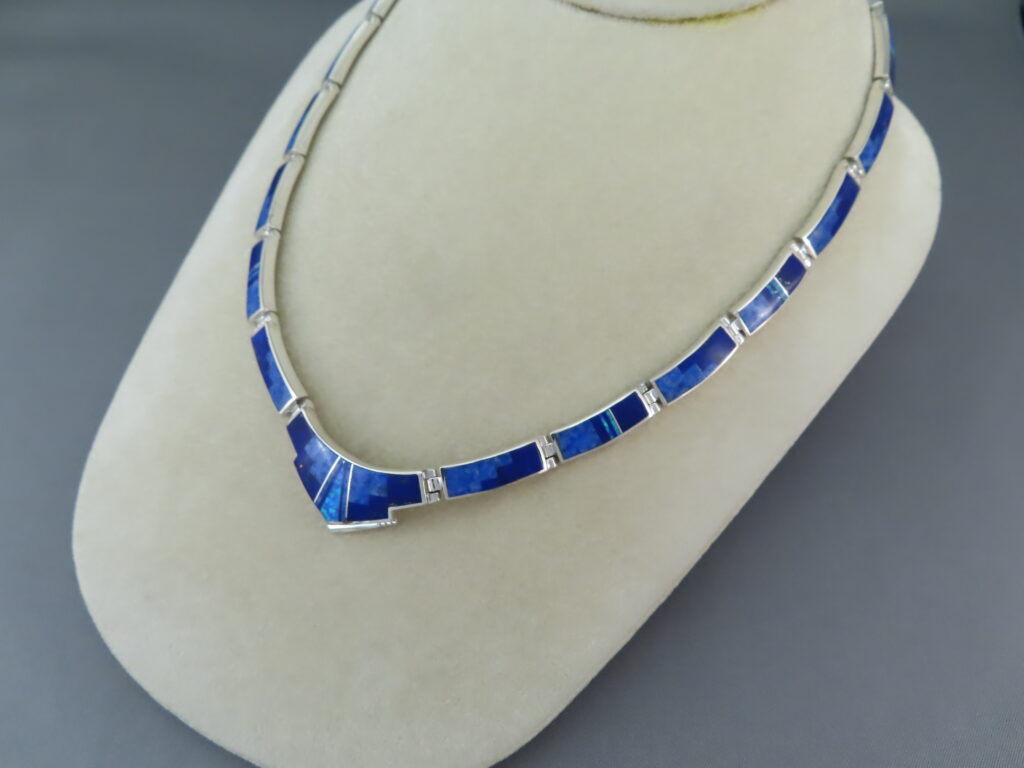 IMPRESSIVE Inlay Necklace with Lapis & Opal - Native American Jewelry