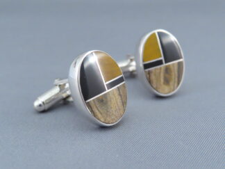 Multi-Stone Inlay Cufflinks (oval)