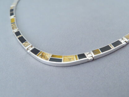 Sterling Silver Necklace with Multi-Stone Inlay