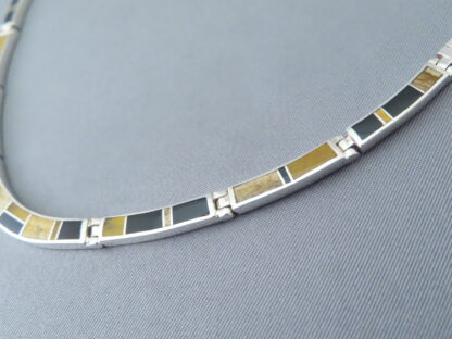 Sterling Silver Necklace with Multi-Stone Inlay