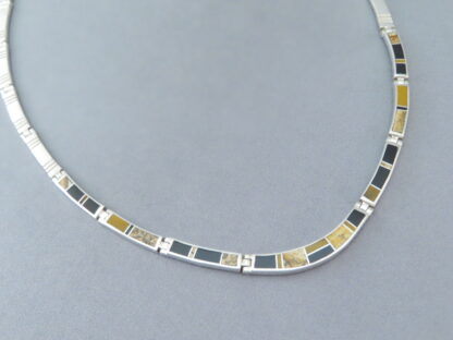 Sterling Silver Necklace with Multi-Stone Inlay