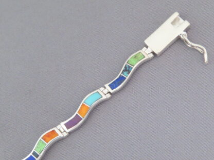 Inlaid Multi-Color Link Bracelet (‘Wavy’)