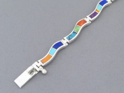 Inlaid Multi-Color Link Bracelet (‘Wavy’)