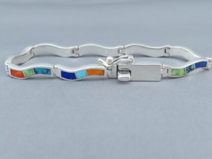 Inlaid Multi-Color Link Bracelet (‘Wavy’)