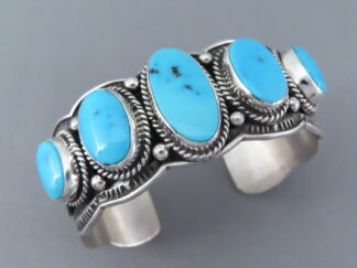 Sterling Silver Bracelet with Sleeping Beauty Turquoise by Andy Cadman