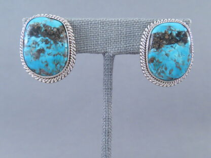 Morenci Turquoise & Sterling Silver Earrings by Artie Yellowhorse