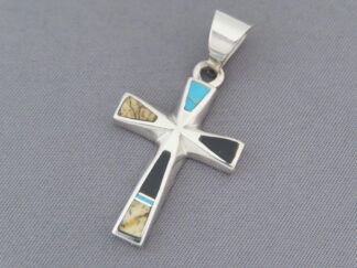 Multi-Stone Inlay Cross Pendant featuring Turquoise