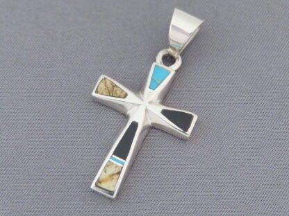 Multi-Stone Inlay Cross Pendant featuring Turquoise