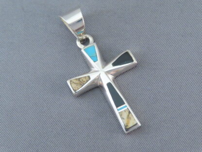 Multi-Stone Inlay Cross Pendant featuring Turquoise