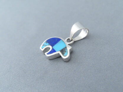 Turquoise & Lapis Inlay Bear Pendant (small)