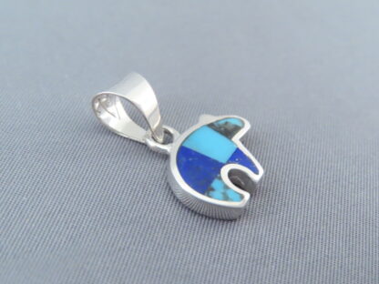 Turquoise & Lapis Inlay Bear Pendant (small)