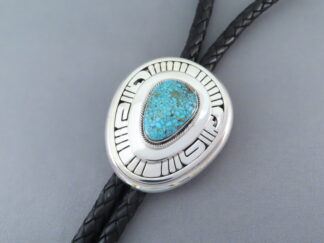 Native American Bolo - Kingman Turquoise Bolo Tie by Navajo Jewelry Artist, Leonard Nez $1,295-