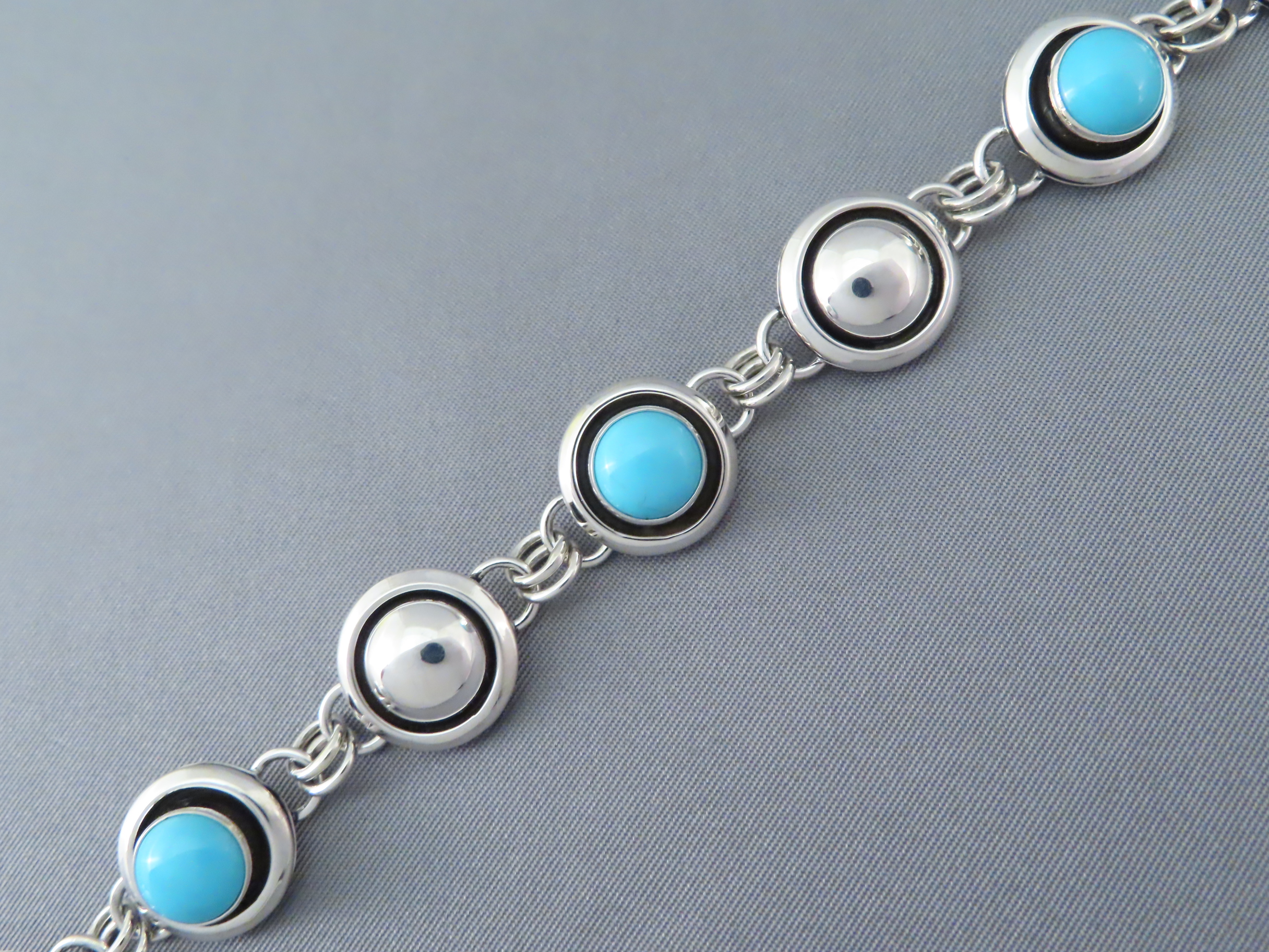 Sleeping Beauty Turquoise Link Bracelet by Artie Yellowhorse