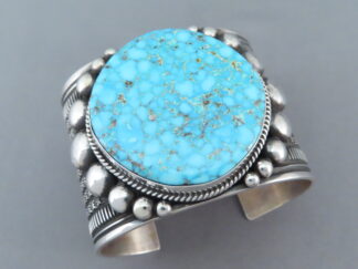 Kingman Turquoise Cuff Bracelet by Guy Hoskie