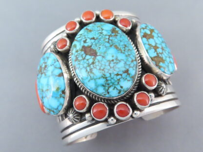 Coral & Turquoise Cuff Bracelet by Albert Jake