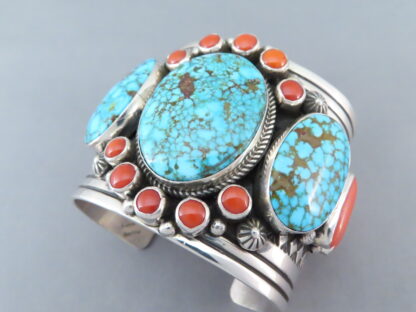 Coral & Turquoise Cuff Bracelet by Albert Jake