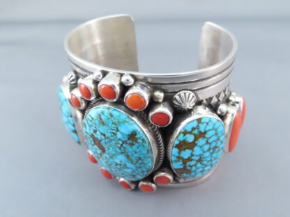 Coral & Turquoise Cuff Bracelet by Albert Jake