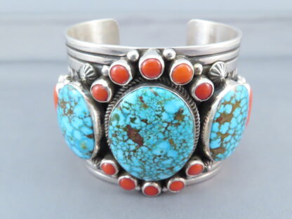 Coral & Turquoise Cuff Bracelet by Albert Jake