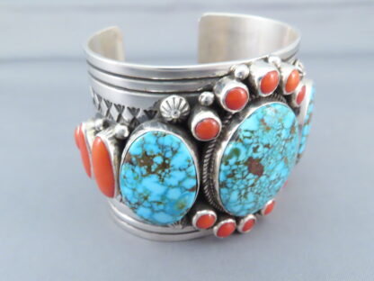 Coral & Turquoise Cuff Bracelet by Albert Jake