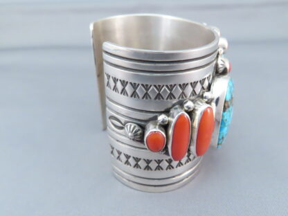 Coral & Turquoise Cuff Bracelet by Albert Jake