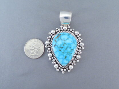 LARGE Kingman Turquoise Pendant by Artie Yellowhorse