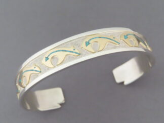 Robert Taylor Silver & Gold ‘Bear’ Bracelet with Turquoise Inlay