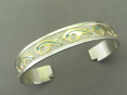 Robert Taylor Silver & Gold ‘Bear’ Bracelet with Turquoise Inlay