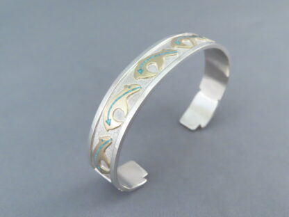 Robert Taylor Silver & Gold ‘Bear’ Bracelet with Turquoise Inlay