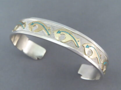 Robert Taylor Silver & Gold ‘Bear’ Bracelet with Turquoise Inlay