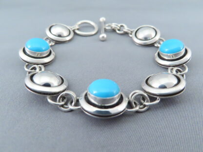 Sleeping Beauty Turquoise & Sterling Silver Link Bracelet by Artie Yellowhorse