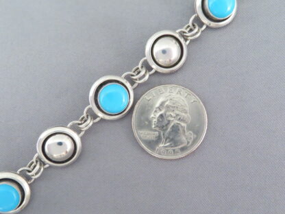 Sleeping Beauty Turquoise & Sterling Silver Link Bracelet by Artie Yellowhorse