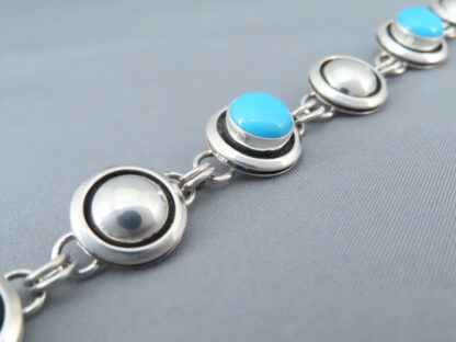 Sleeping Beauty Turquoise & Sterling Silver Link Bracelet by Artie Yellowhorse