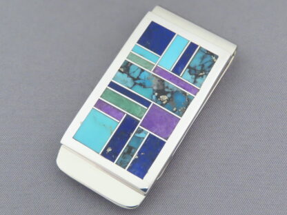 Inlaid Multi-Stone Money Clip