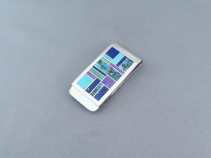 Inlaid Multi-Stone Money Clip