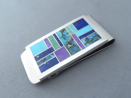 Inlaid Multi-Stone Money Clip